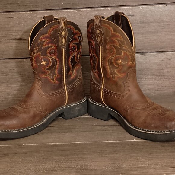 Justin Gypsy Western Cowgirl Boots L9960 Size 5B Brown Leather - Picture 8 of 15